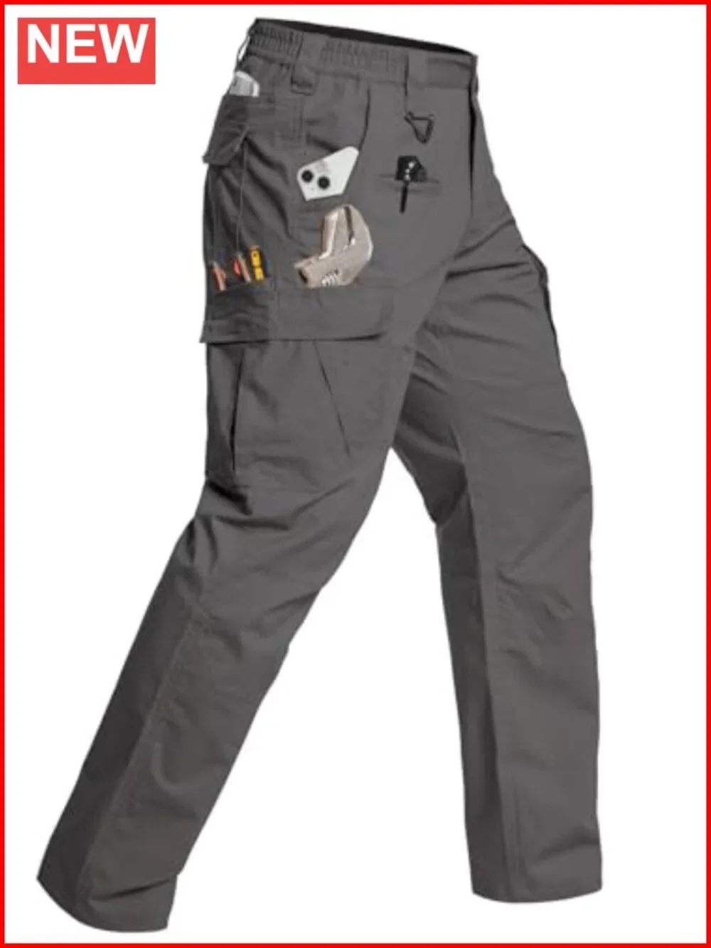 Cargo Work Pants Stretch Ripstop Water Resistant Utility Tactical 12 Pockets